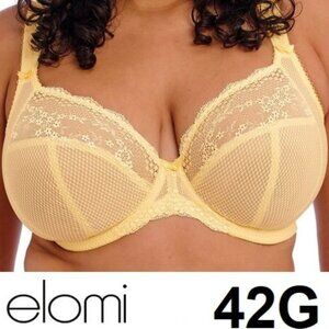 Elomi Charley Underwire Stretch Plunge Bra Yellow Lemon Fizz Size 42G